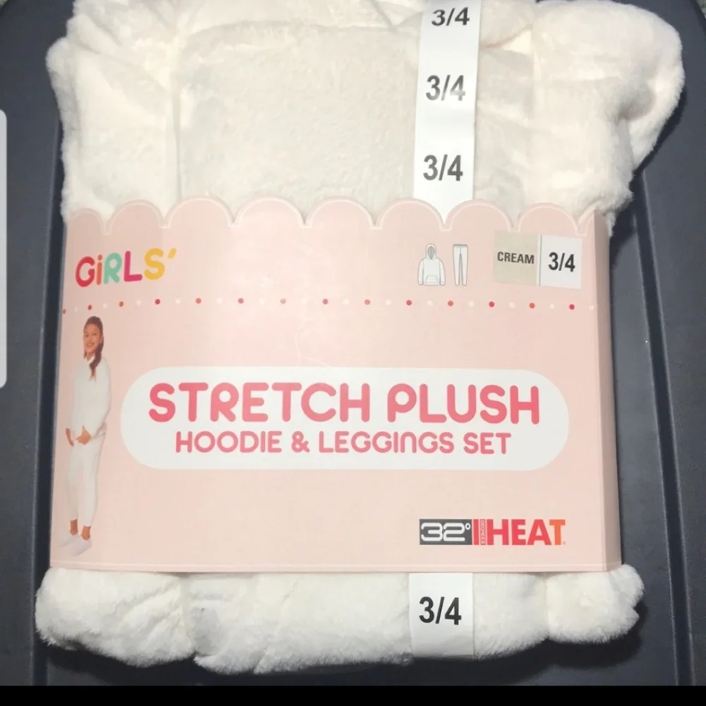 32 degrees Heat GirlsPlush Hoodie & Legging Set cream nwt